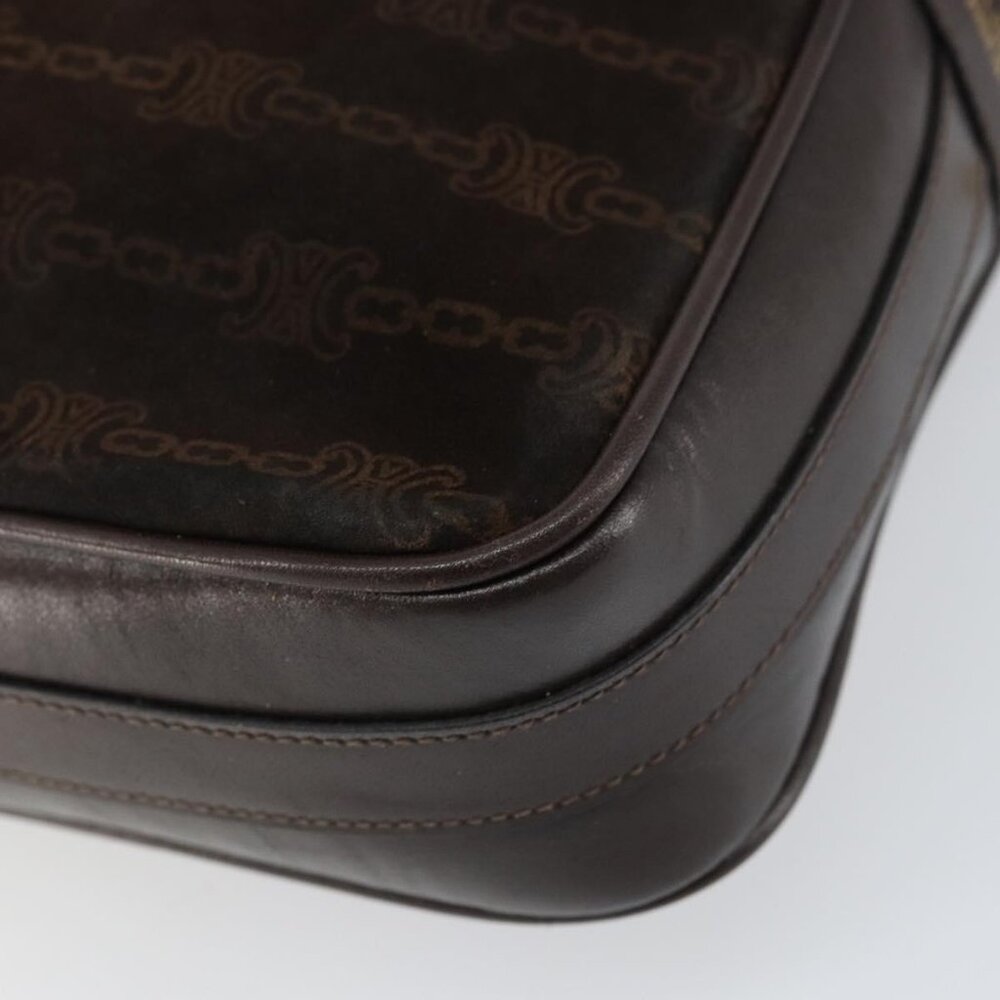 Authentic CELINE Shoulder Bag Leather Suede Brown Gold - Picture 4 of 16
